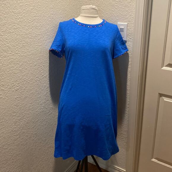 Boden Royal Blue Heather Cotton T-Shirt Midi Dress NWT Sz 10R